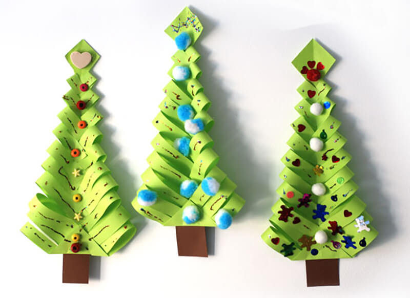 Paper Christmas tree for wall decoration for New Year