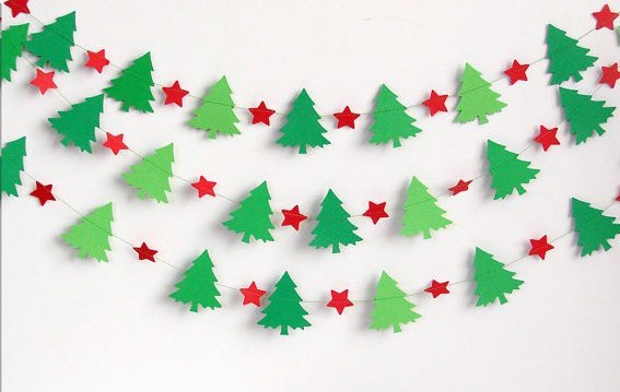 Christmas tree paper garland for window