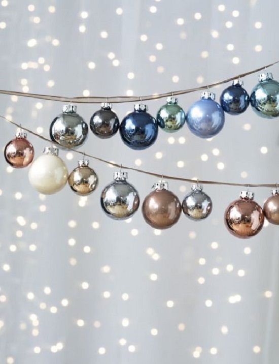 Garland of Christmas balls to decorate the window