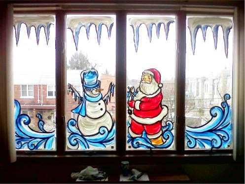Drawings for decorating windows for the New Year