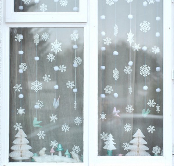 Decorating windows with snowflakes