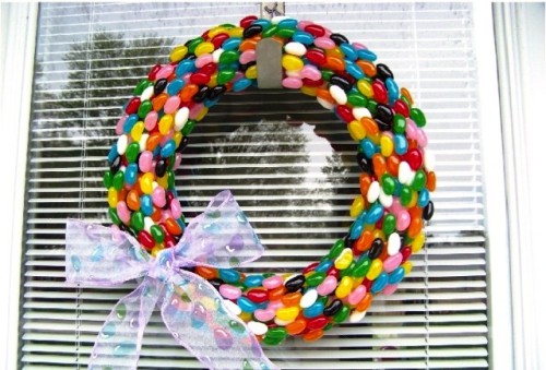 Candy wreath for door decoration